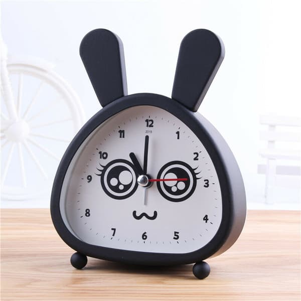Clock Black Cartoon Animal Pattern Clock Bedside Battery Mute Modern Clocks for Kids Bathroom Decor