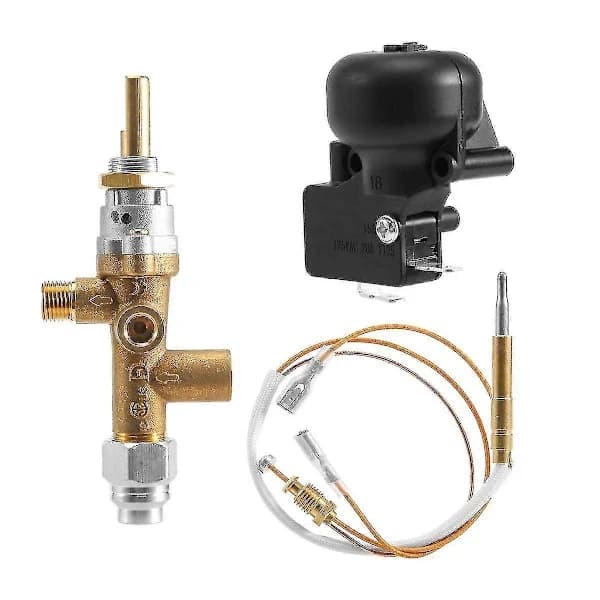 Kontrollventilkitt for propanvarmer med termoelementsensor, veltesikringsbryter for terrassevarmer i messing, 11,5 cm