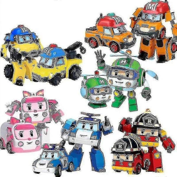 Super Wings Actionfigur Robocar Poli Ambe Roy Helly Robotbil Monteringsleker Db