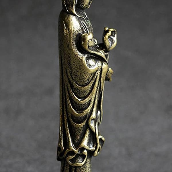 Miniatyr Yin Bodhisattva bronze bronze statue til landskabsdekoration antik bronzevare