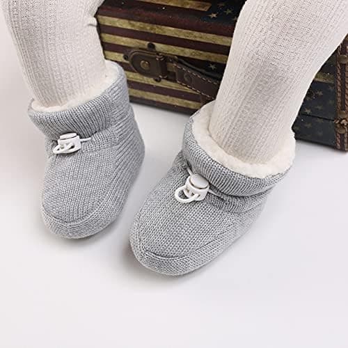 6-12 månader vår Baby Vinter Varma Fleece Bootie, Nyfödd Halkfri