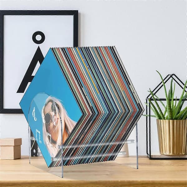 Vinyl Record Holder Desktop Books, Magazine Racks Acrylic Display Shelf for CDs Multifunctional Organizer Rack