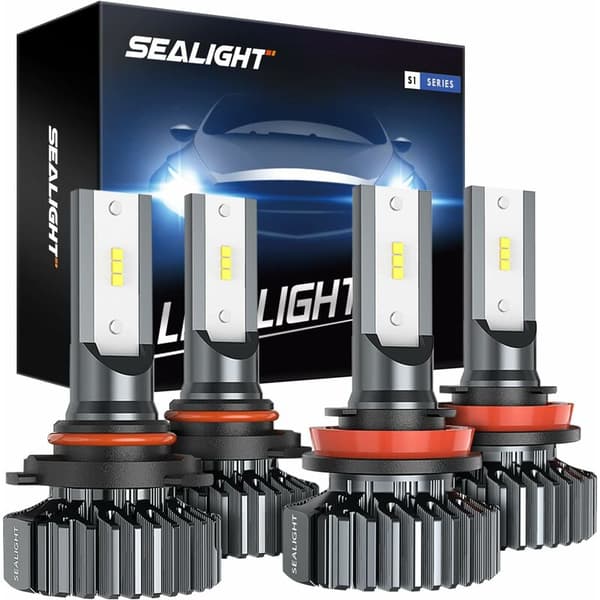 SEALIGHT 9005/HB3 H11/H9/H8 LED Bulb Combo, Super Bright Cool White, Plug and Play, 4-Pack