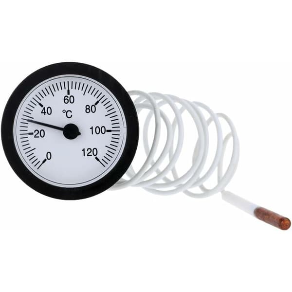 Dialtermometer med 1m kapillærsensor, 0-120°C, for væsketemperaturmåling