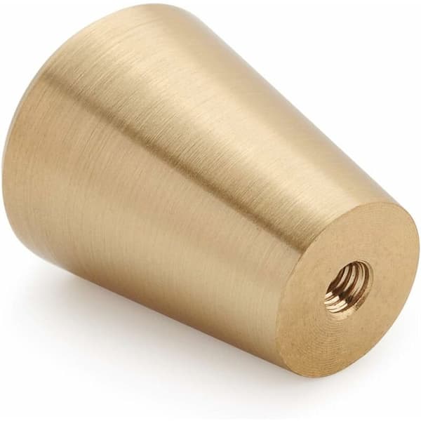 Sæt med 10 massive dørgreb i rent messing til skabe, skuffer og skabe, guld, 20 mm konisk