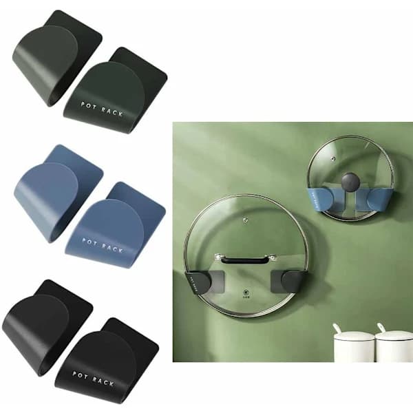 3-pack Lid Holder, Wall Mounted Organizer for Lids, Pans and Utensils, Self-Adhesive, for Home, Kitchen and Restaurant
