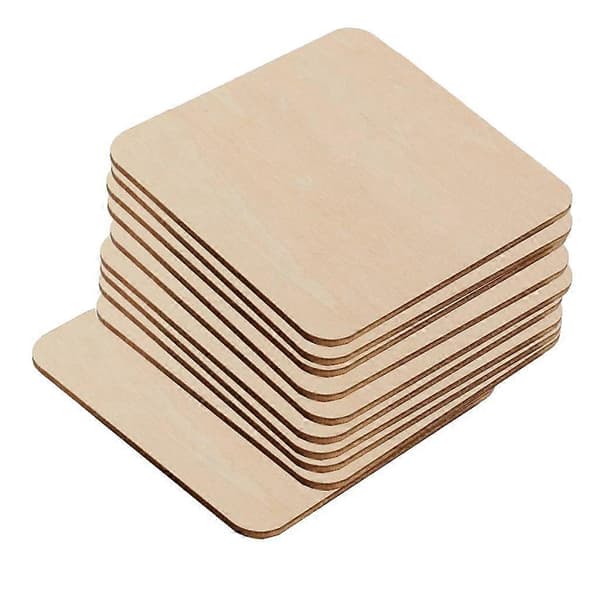 10 Stykker/Sæt Ubehandlede Træplader Pyrografi Emner 6.4*6.4cm