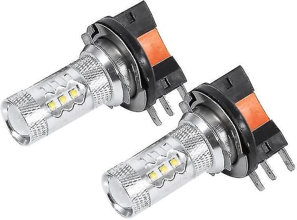 2 stk 80w H15 LED-pærer Hvite Billykter LED-kjørelys