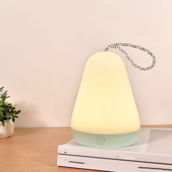 LED Portable Night Light USB Rechargeable Silicone Bedroom Bedside Desk Lamp Outdoor Lantern, White