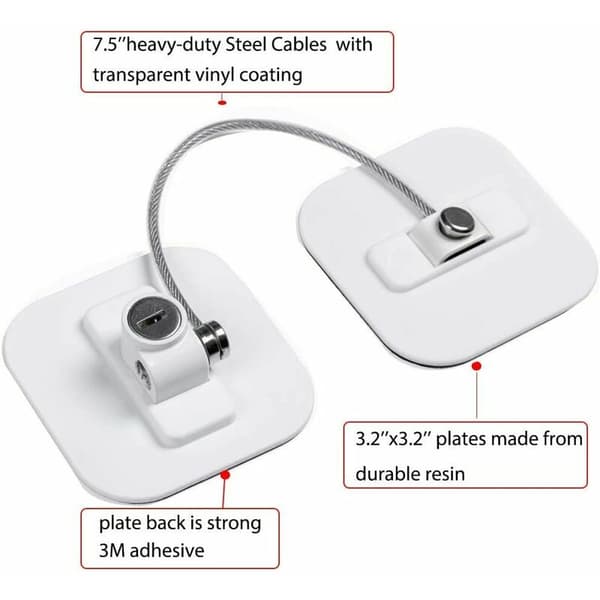 Refrigerator Lock, Freezer Lock, with Key for Child Safety, Lock for Locking Refrigerator and Cabinets (1 Set) White