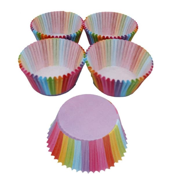 Muffinsformer, 100 stk regnbuefargede standard bakeformer for muffins