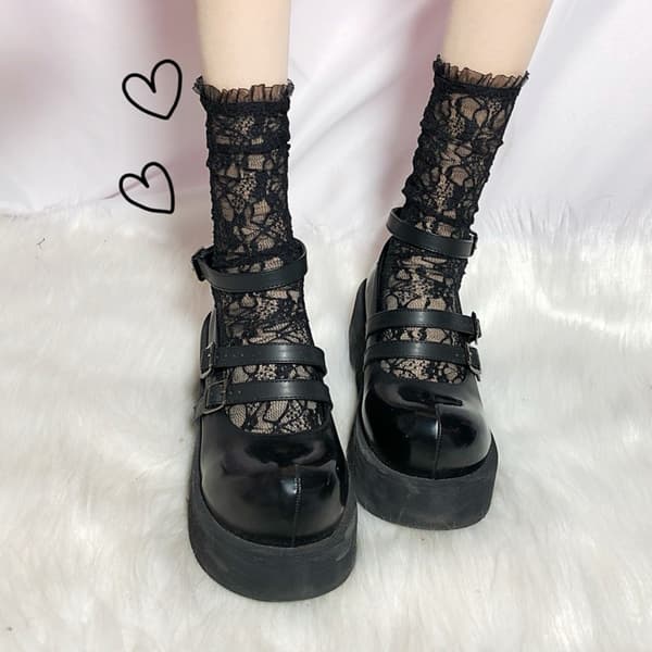 Harajuku sukat verkkosukat MUSTA 2 MUSTA