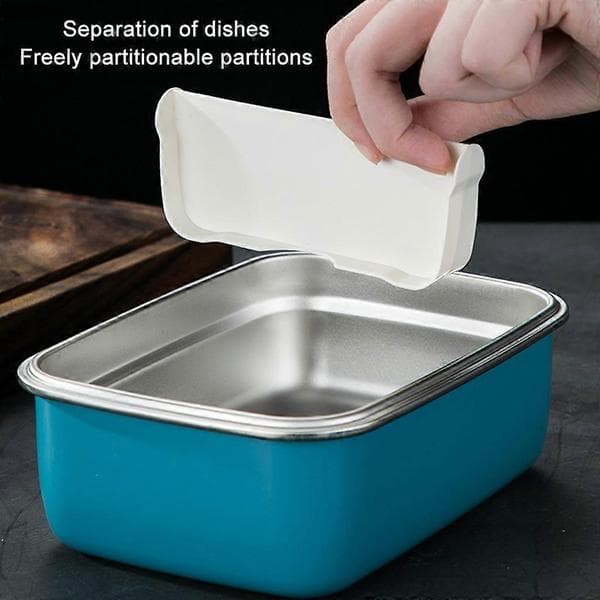 Bento-bokser Matbokser Matsikkert materiale Rustfritt stål PP Fire knapper for barn utendørs skoler 3 farger å velge Blå Blue