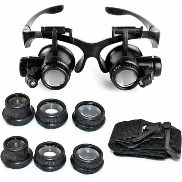 Hodebånd Forstørrelsesglass Hodelykt Forstørrelsesbriller LED-belysning 10x, 15x, 20x og 25x Forstørrelser