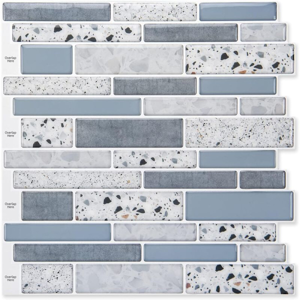 Self-adhesive wall tiles vinyl kitchen tiles marble blue 10-pack