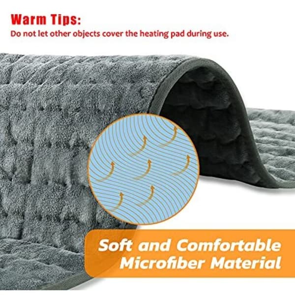 Electric Heating Pad with Automatic Shut-Off 6 Temperature Settings 30x60cm Dark Grey Machine Washable