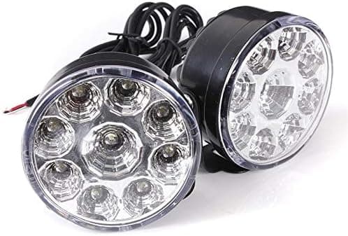 2-pakning 12V 4.5W hvite runde kjørelys for biler, universelle runde 9-LED tåkelys