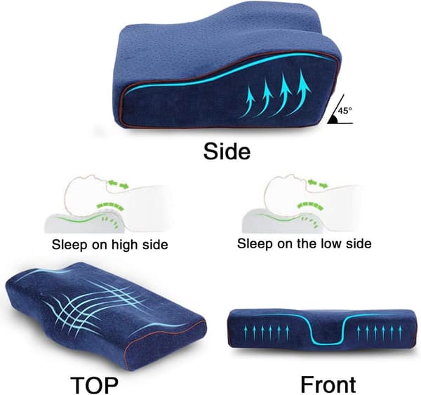 Ergonomisk Memory Foam-pute - Allergivennlig, pustende, avtakbart og vaskbart nakkestøtte - Grå