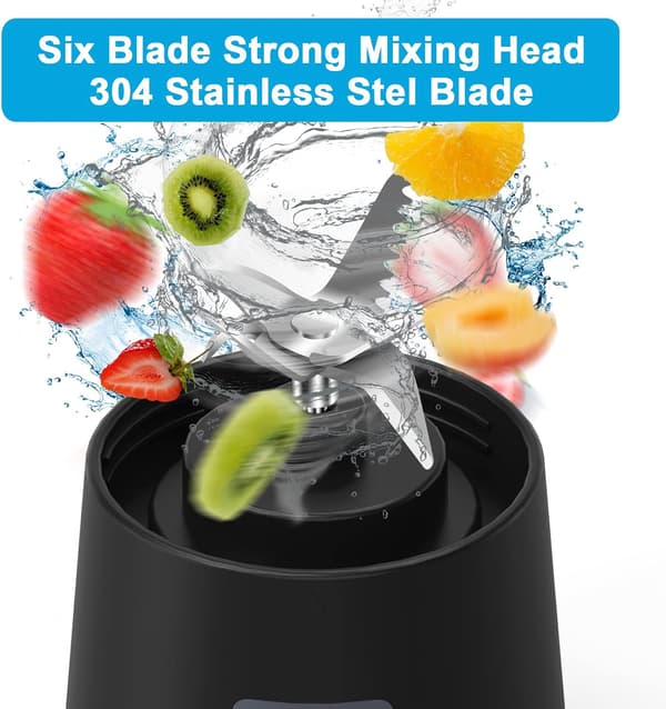 380ml Mini Portable Blender with Six Blades, Personal Size