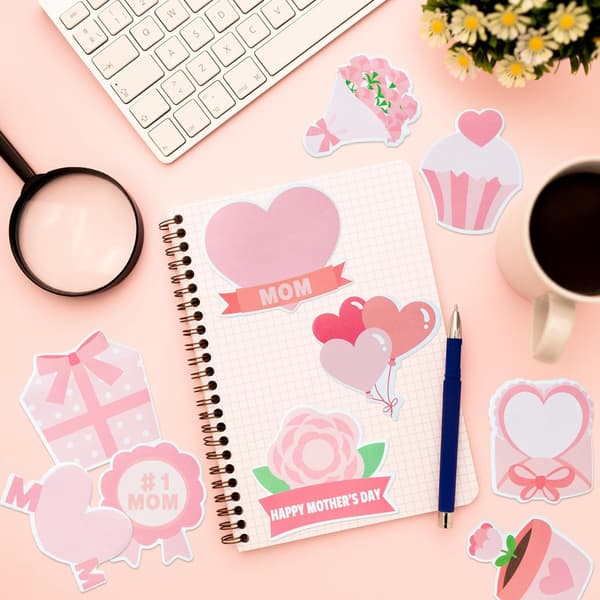 Hjärtformade Post-it-lappar - Rosa blommig design, 10-pack 350 350