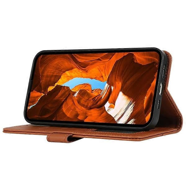 Compatible with Samsung Galaxy A56 5G Case RFID Flip Leather Phone Cover [DB] Brown Brown