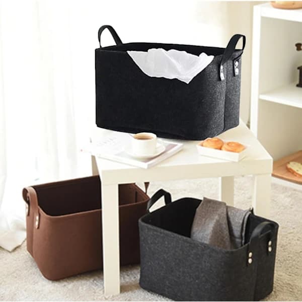 Black Basket, Black Storage Box, Felt Storage Bins, Storage Baskets, Felt Storage Basket, Foldable Open Storage Bins