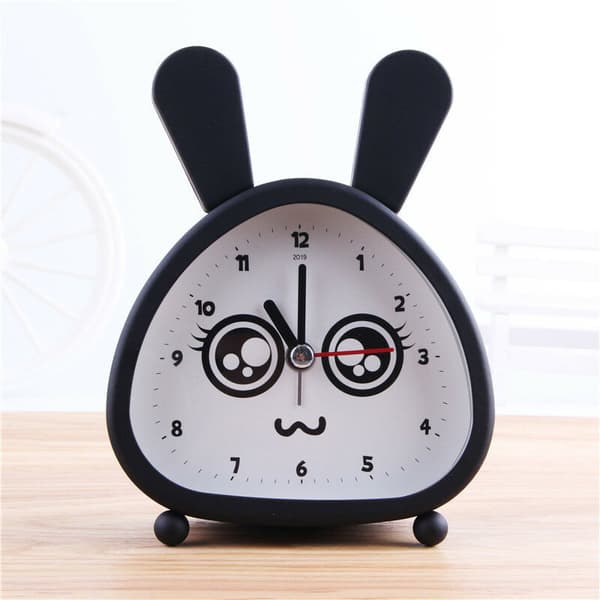 Clock Black Cartoon Animal Pattern Clock Bedside Battery Mute Modern Clocks for Kids Bathroom Decor