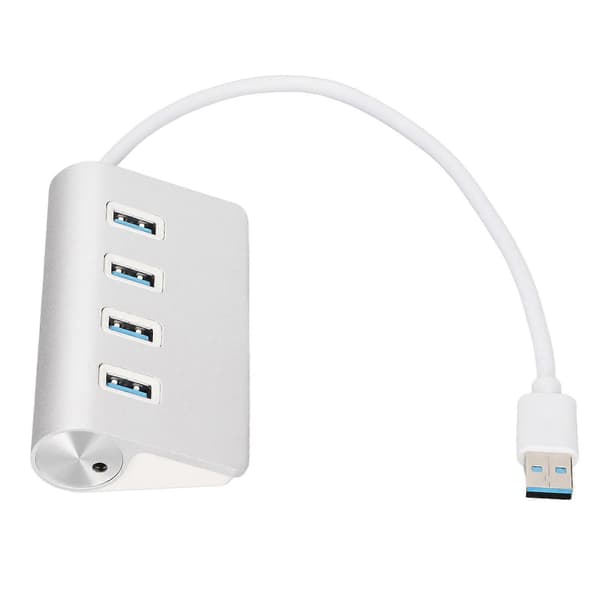 4-porters USB 3.0-hub 5 Gbit/s USB-hub i aluminiumlegering USB-utvider for IOS bærbar PC for Windows bærbar PC Air for PC Silver Edition 0.5 5 0.5 5