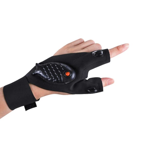LED-handsker til udendørs brug med halve fingre, fiskefingerlys
