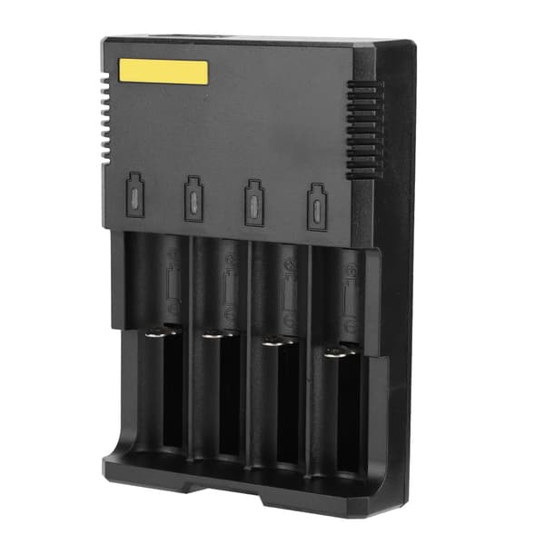 4-bånds ABS-batterioplader med LED-display, beskyttelse mod omvendt polaritet 100-240V US