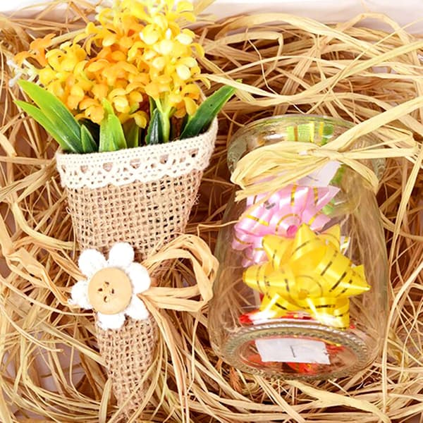 Naturlig 2x50g til emballagemateriale, blomsterbuketter, dekoration