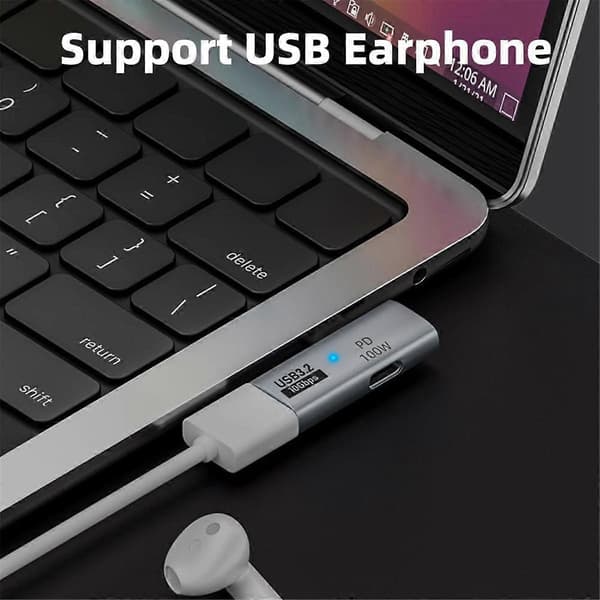 2-i-1 USB C til USB 3.2-adapter med 100W ladeport, 4/3 OTG-omformer for Ally, for , grå