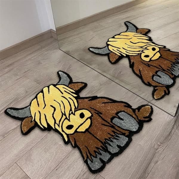 Highland Cow Doormat, Cattle Mat, Non-Slip Dirt-Resistant Bathroom Mat