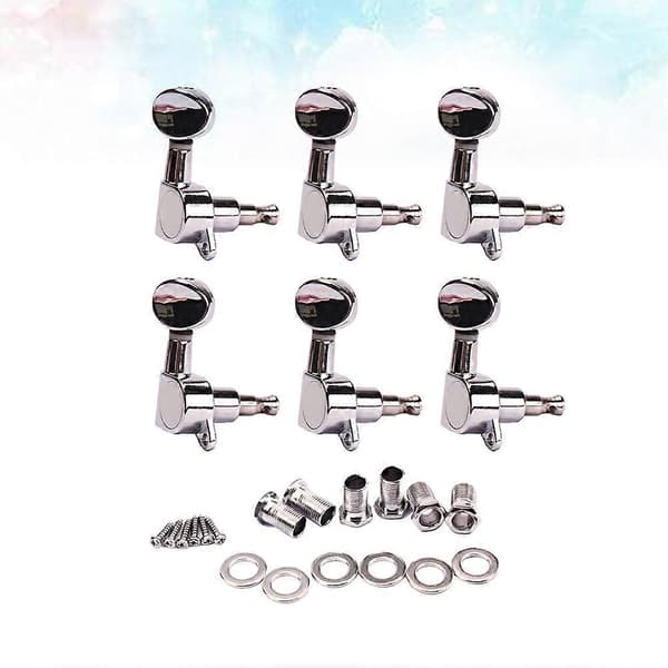 GC206E Nya 6 I Rad Vintage Stil Gitarrstämskruvar 6R Stämstift Silver