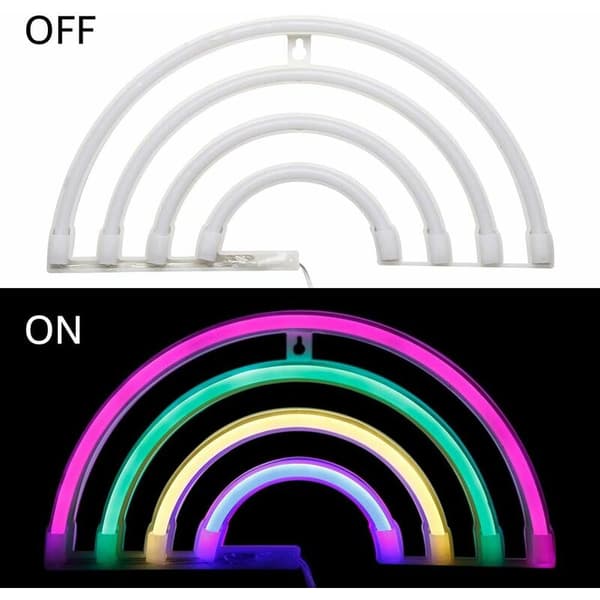Søde regnbue-neonskilte LED-regnbue-lys til sovesalsindretning USB 3-AA batteridrevet regnbueindretning neonlamper dekorationer til pigeværelse jul B