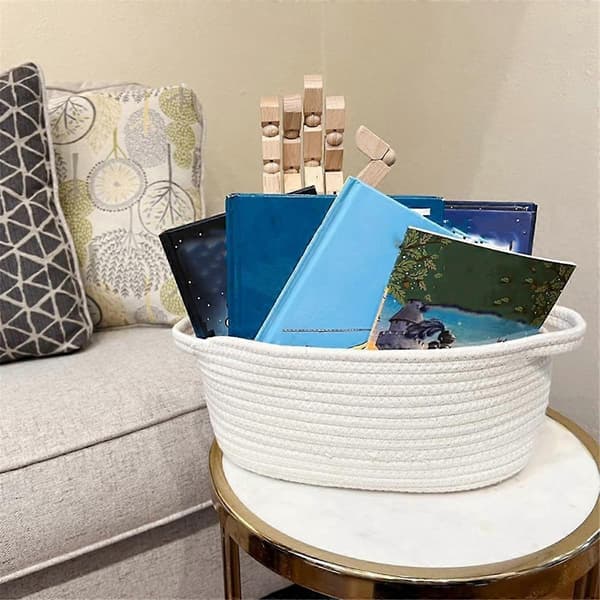 Rope Storage Baskets, Woven Basket - Portable Cotton Baskets for Clothes, Bedding, Towels L