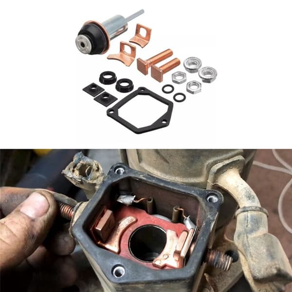 2X Universal Startmotor Solenoid Reparations Ombyggnadssæt Stempel Kontakter Sæt til