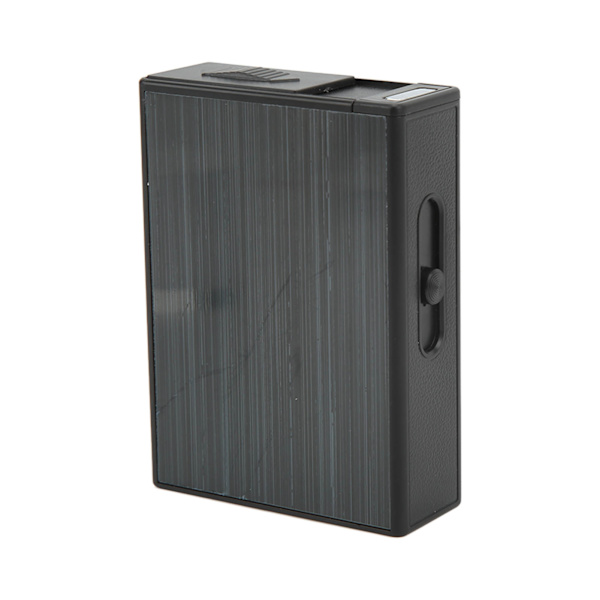 Cigarette Case Portable Black Brushed Matte Surface USB Charging Cigarette Storage Box with Lighter
