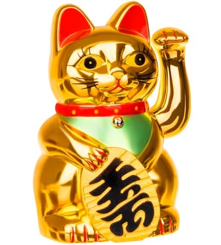 Maneki-neko - Vinkende katt Gull Guld gold