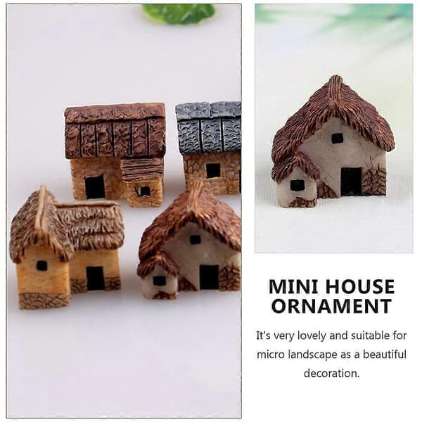 10 st Mini House Ornaments Resin House Mini Home Micro Landscape Random Style