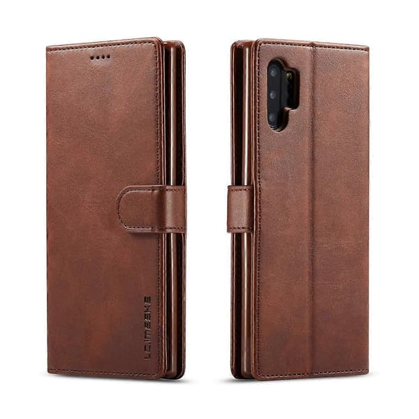 LC.IMEEKE Kalvtextur Horisontellt Flip Läderfodral, med Hållare & Kortfack & Plånbok För Galaxy Note 10 Plus [DB]