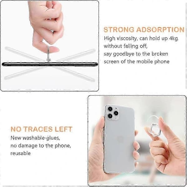 Telefonringholder, Telefongreb, 360 graders rotation, Velegnet til de fleste mobile enheder - 6 stk.