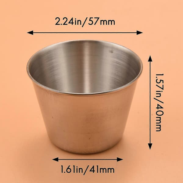 24-pak saucekopper i rustfrit stål, kommercielle dyppesaucekopper, ramekin saucekopper P