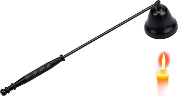 Antikk svart lysslukker i rustfritt stål med 20 cm langt håndtak for aromaterapi, lys, telys for å slukke brann