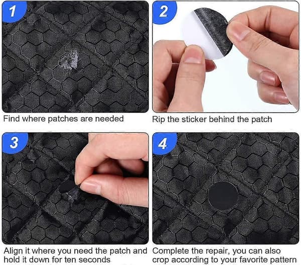 Down Jacket Repair Patches, Self-Adhesive Down Patches, 1 Sheet Washable Outer Coating Round and Oval Layer Self-Adhesive Repair Patch, Black [DB]