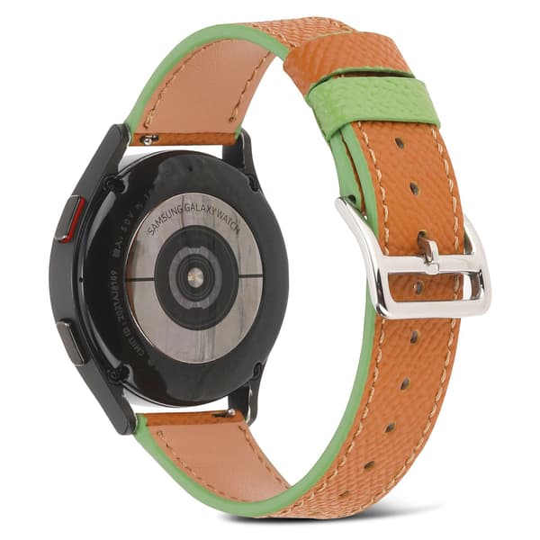 (Brun) Passer Galaxy Watch 4 twill ekte lær LEATHER s