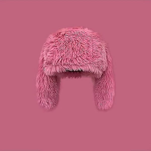 Sød hat damehat vinterhatte fluffy pels snehat med ører vinterhatte til store hoveder ørevarmer hat dame fluffy hatte til kvinder stærk pink