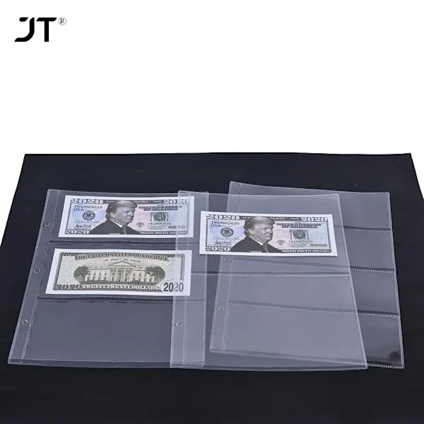 10 stk./1 stk. 3-rums løsbladet pengeseddel album side samlerholder 1 stk. 3-slot 80x177mm