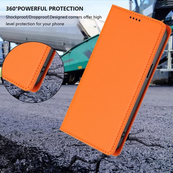 Plånboksfodral till Samsung Galaxy S26 Plus Konstläder RFID - Orange