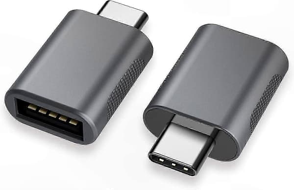 USB C til USB 3.0-adapter, 2-pak Type-C til USB-stik, mørkegrå – kompatibel med bærbare computere og smartphones